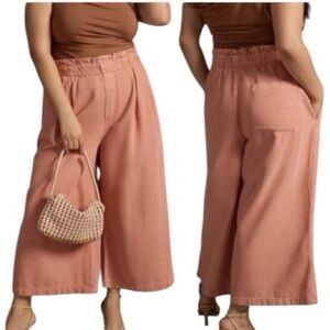 Pilcro Anthropologie Peach Culotte Wide Leg Cropped Paperbag Jeans Small